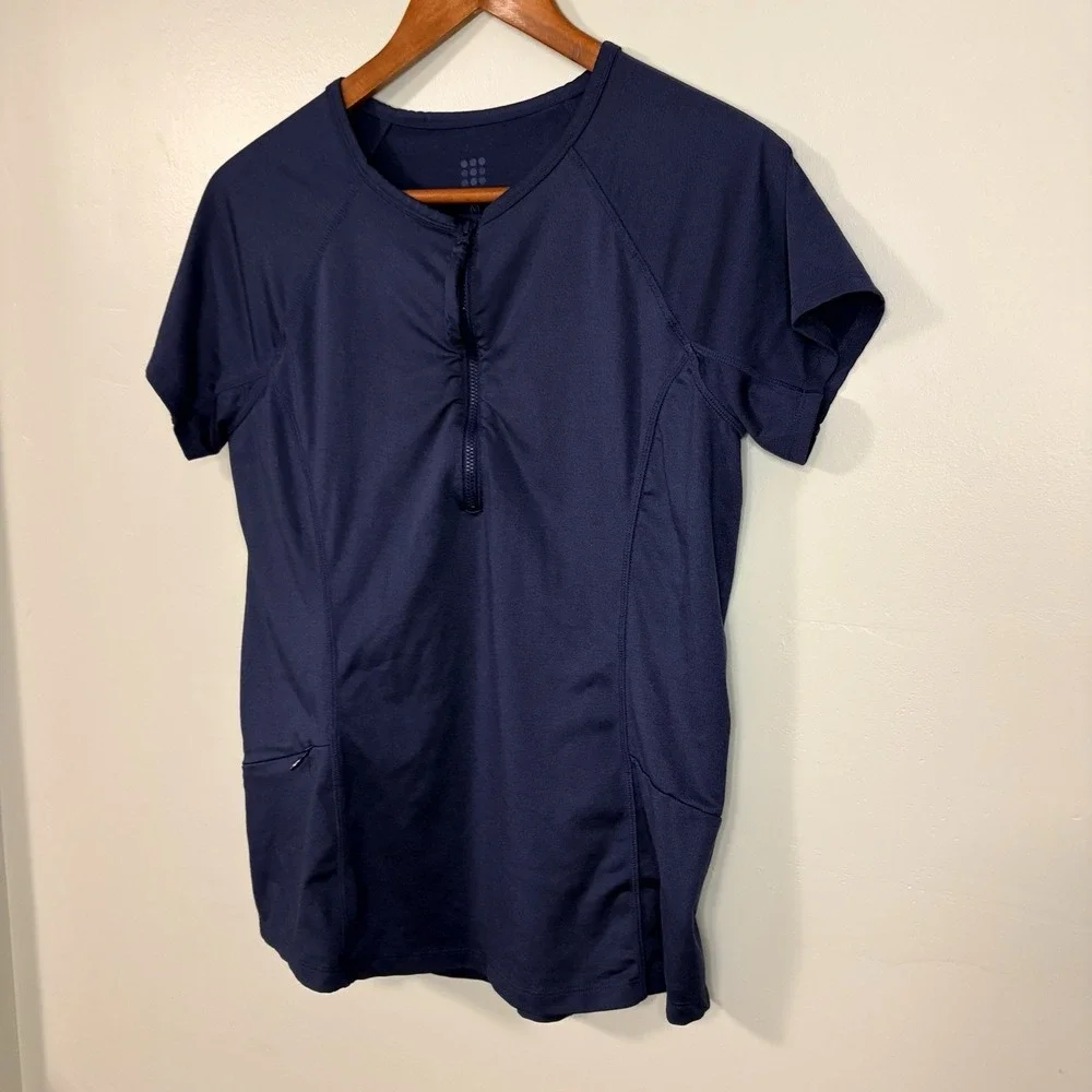 Title Nine Sunbuster 1/2 Zip Short Sleeve Sun Shirt‎ Rash Guard Pockets Size M